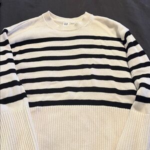 GAP Classic Black and Cream Striped Pullover